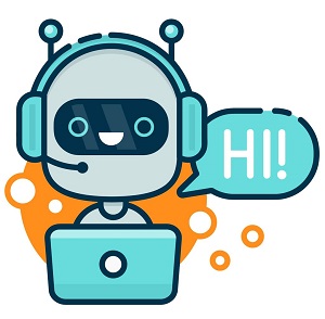 Cute smiling robot, chat bot say hi. Vector modern line outline flat style cartoon character illustration. Isolated on white background.Speak bubble. Voice support, virtual online help support concept